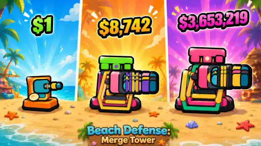 Beach Defense: Merge Tower - free online game